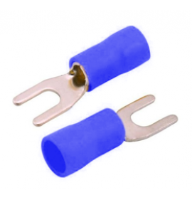 100 Conector Terminal Pré Isolado Garfo - Azul para fio 1,5mm a 2,5mm